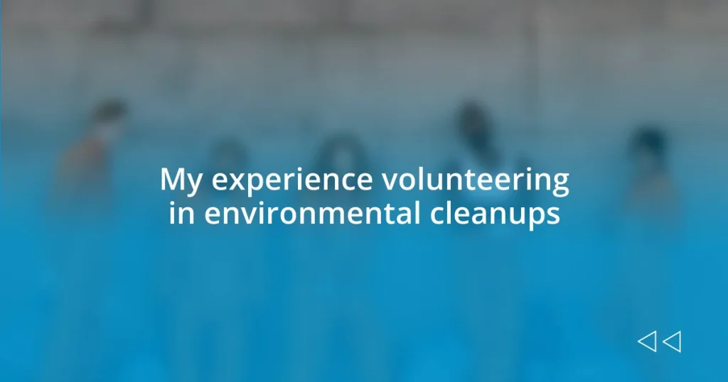 My experience volunteering in environmental cleanups