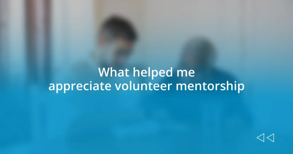 What helped me appreciate volunteer mentorship