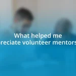 What helped me appreciate volunteer mentorship