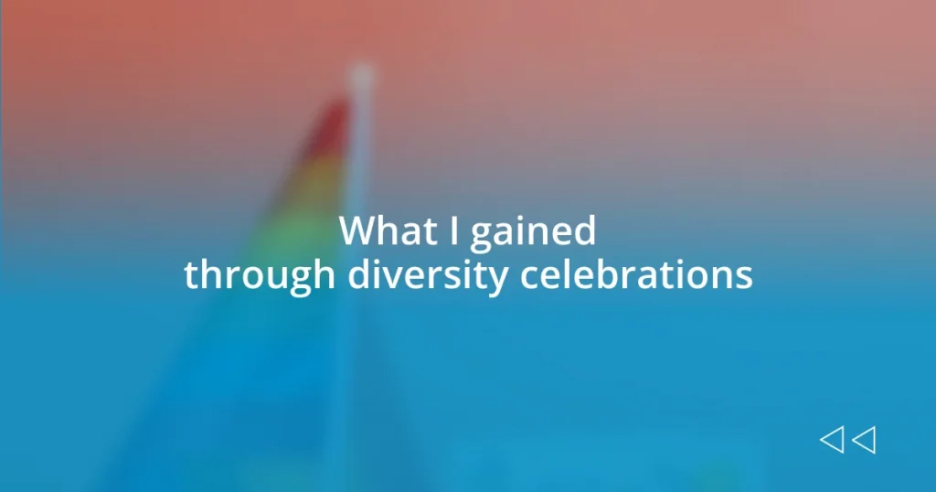 What I gained through diversity celebrations